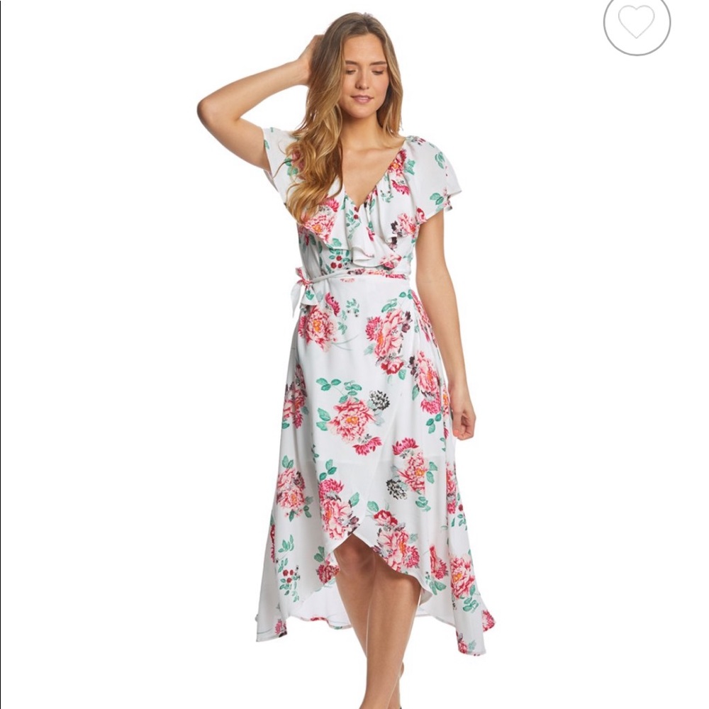 MinkPink Pretty Petals Wrap Front Dress
